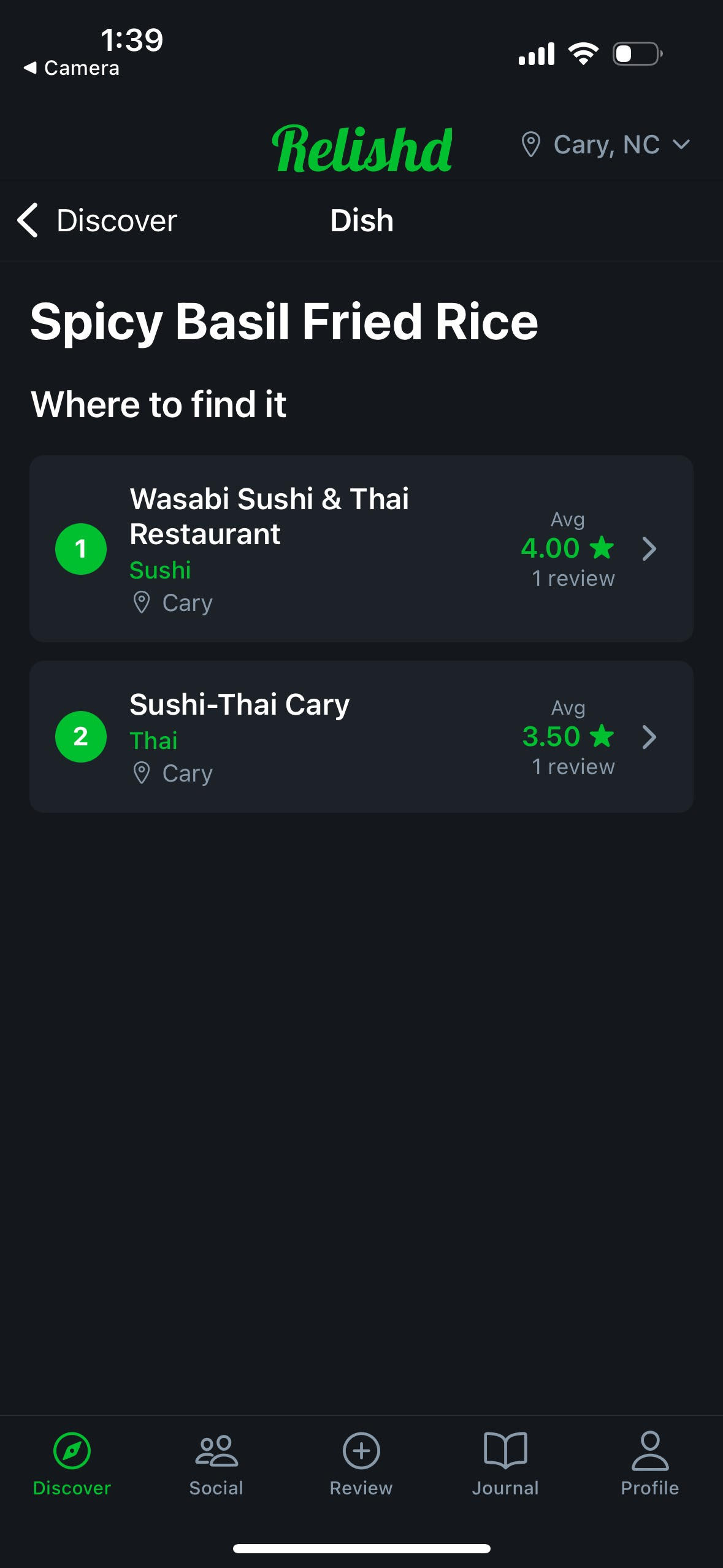 Where to find a dish